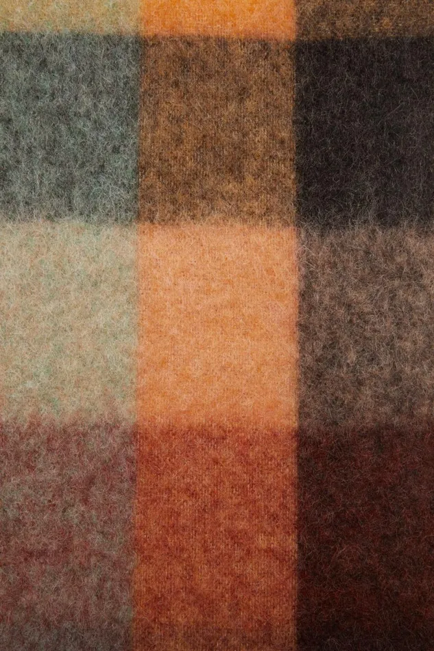 Men Mohair Checked Scarf Chestnut Brownyellowgreen Acne Studios Scarves