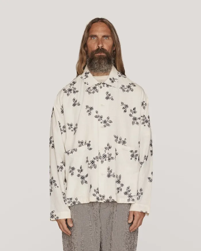 Men PJ Shirt Ecru Navy YMC Shirts