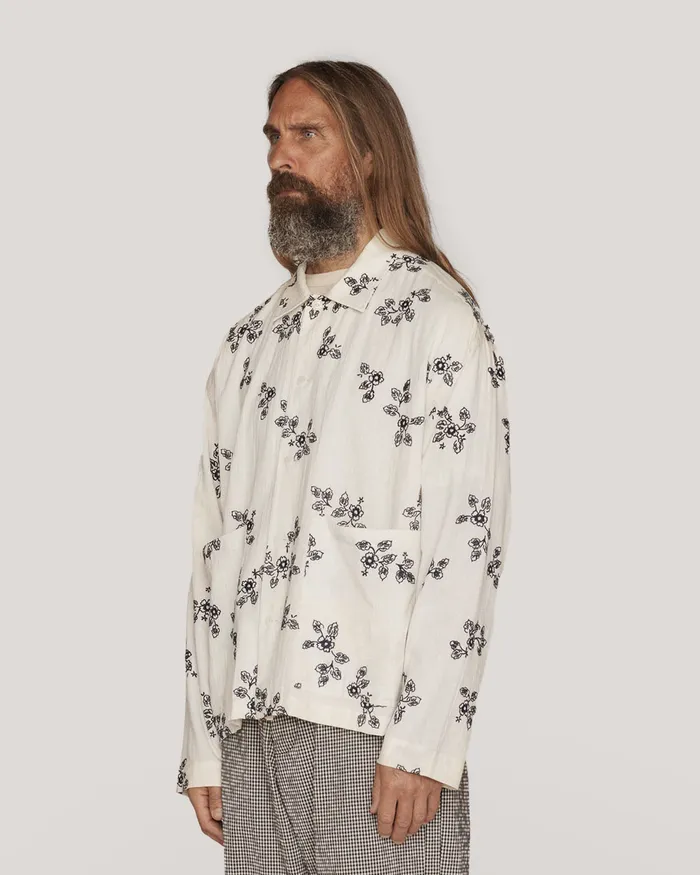 Men PJ Shirt Ecru Navy YMC Shirts