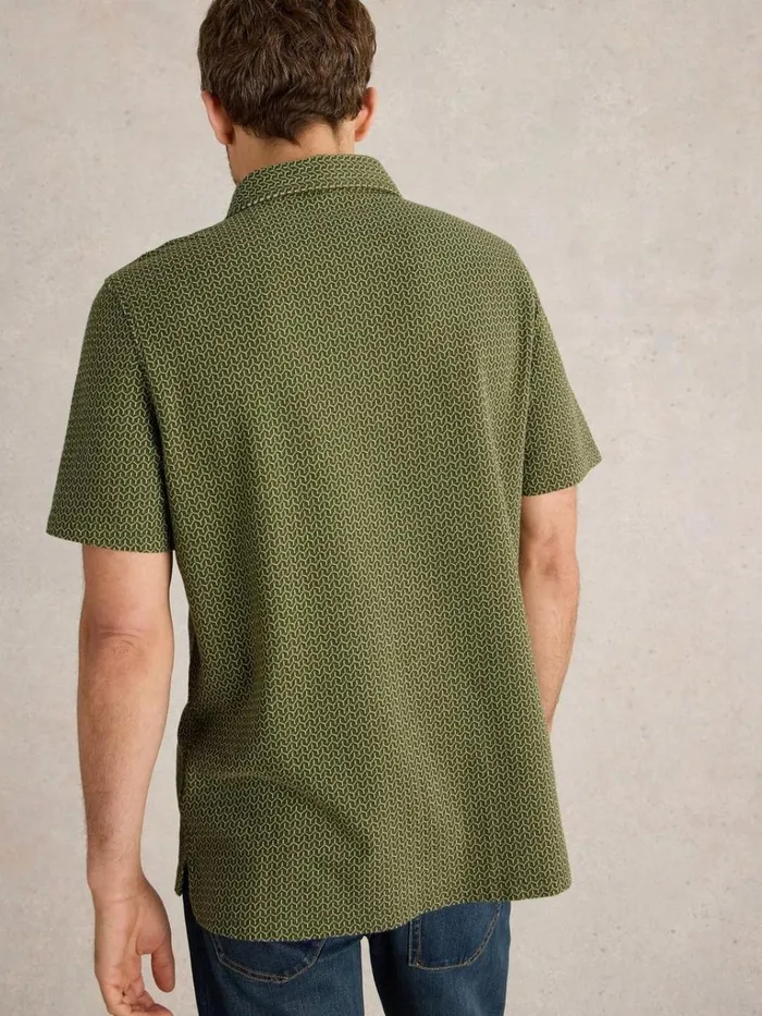 Men POLO SHIRTS White Stuff Jacquard Polo Khaki Green Men POLO SHIRTS White Stuff Jacquard Polo Khaki Green