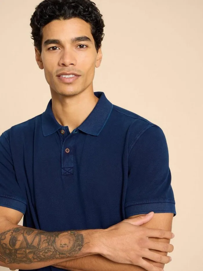 Men POLO SHIRTS White Stuff Utility Polo Deep Blue Men POLO SHIRTS White Stuff Utility Polo Deep Blue