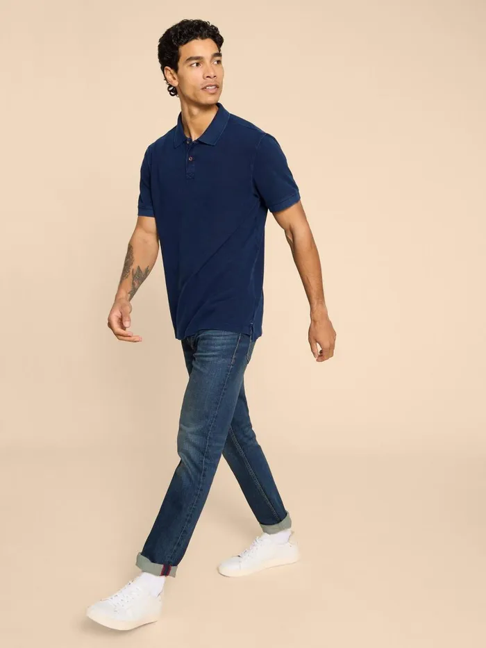 Men POLO SHIRTS White Stuff Utility Polo Deep Blue Men POLO SHIRTS White Stuff Utility Polo Deep Blue
