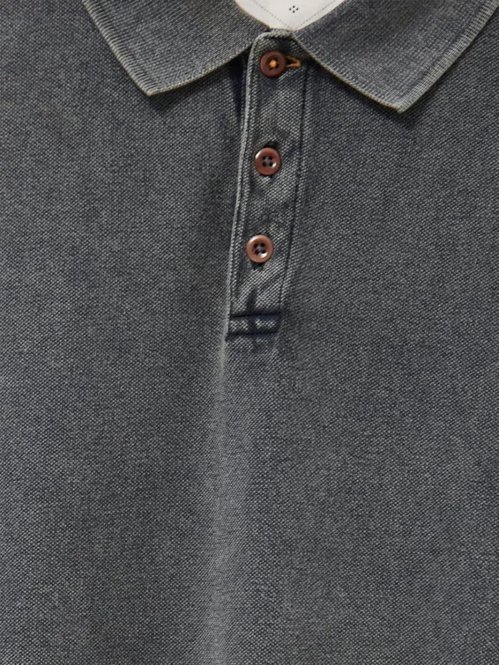 Men POLO SHIRTS White Stuff Utility Polo Washed Black Men POLO SHIRTS White Stuff Utility Polo Washed Black