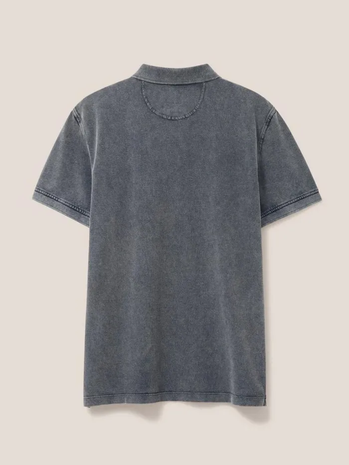 Men POLO SHIRTS White Stuff Utility Polo Washed Black Men POLO SHIRTS White Stuff Utility Polo Washed Black