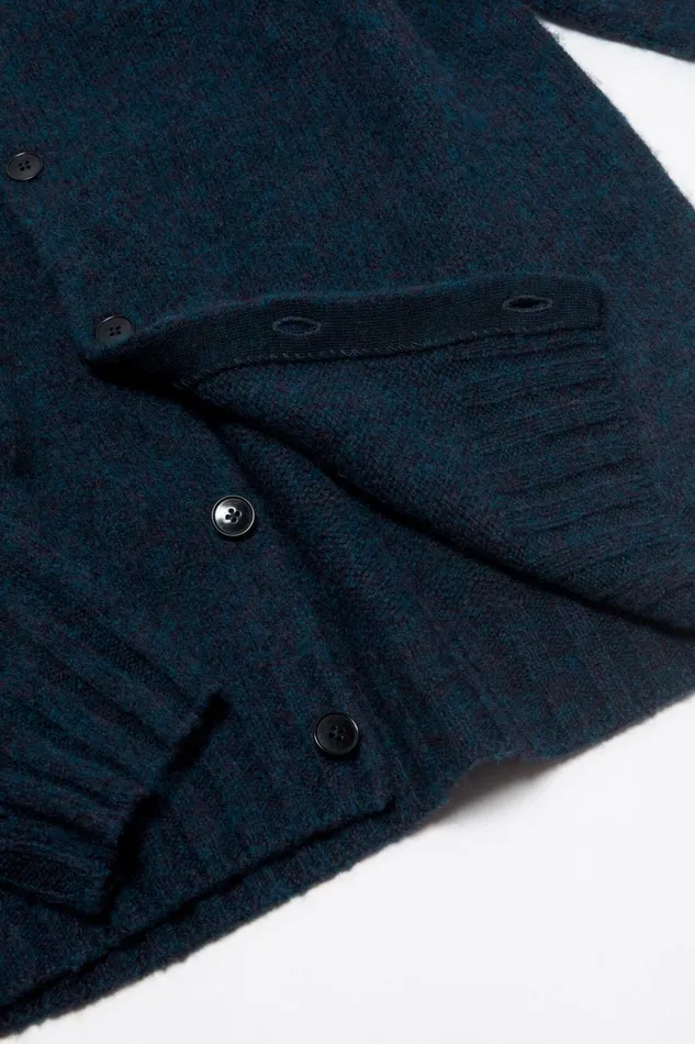 Men Polo Wool Cardigan Deep Blue Melange Acne Studios Knitwear