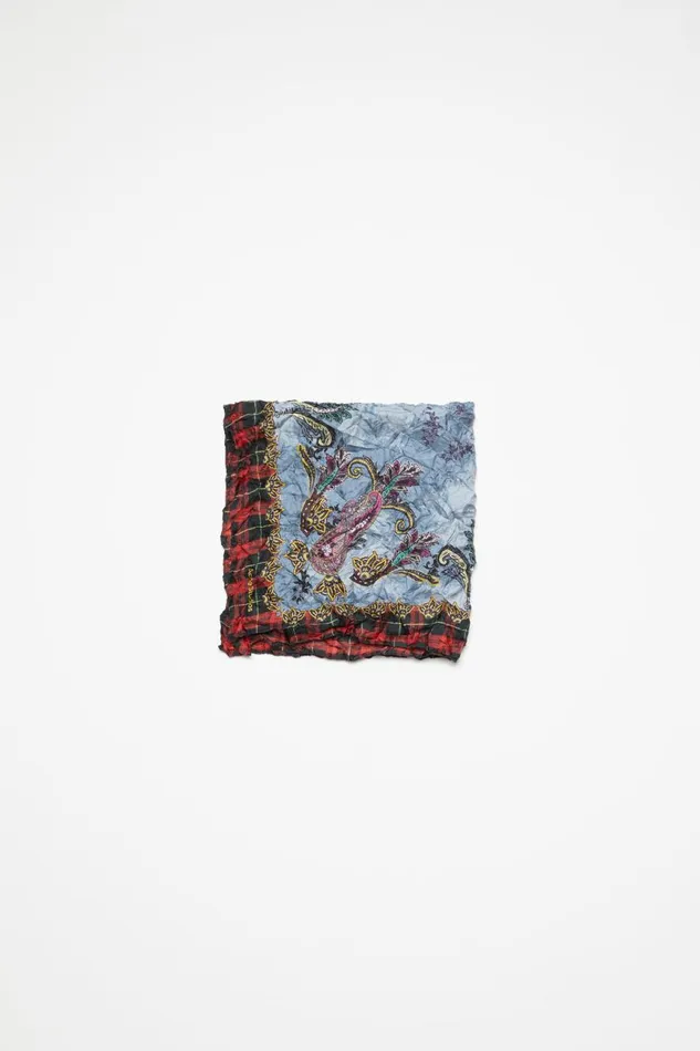 Men Print Silk Scarf Bluered Acne Studios Scarves
