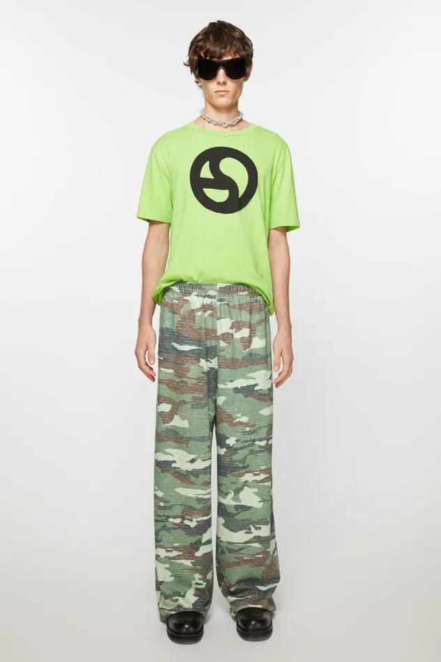 Men Print Sweatpants Khaki Green Acne Studios Trousers