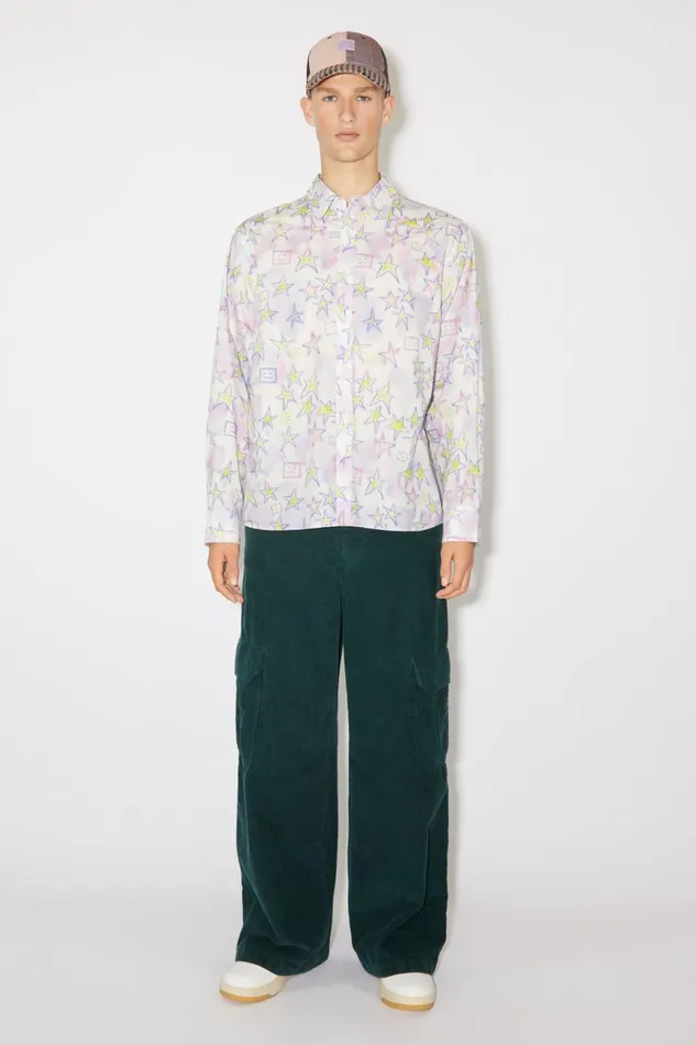 Men Printed Buttonup Shirt Pale Pinkmulti Acne Studios Shirts