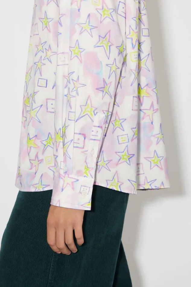 Men Printed Buttonup Shirt Pale Pinkmulti Acne Studios Shirts