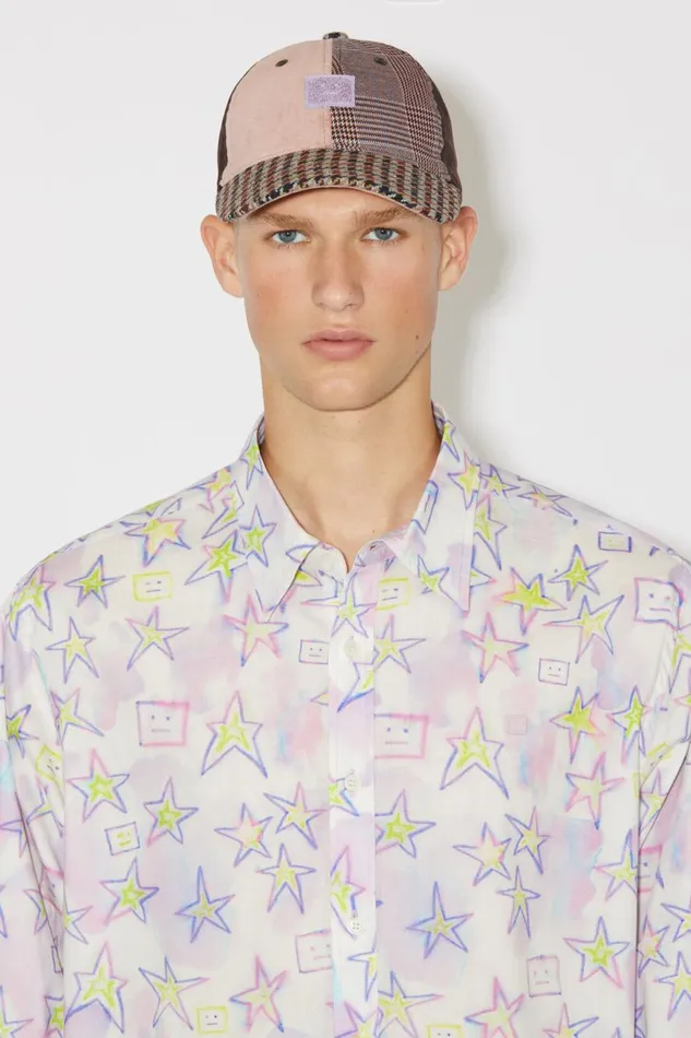 Men Printed Buttonup Shirt Pale Pinkmulti Acne Studios Shirts