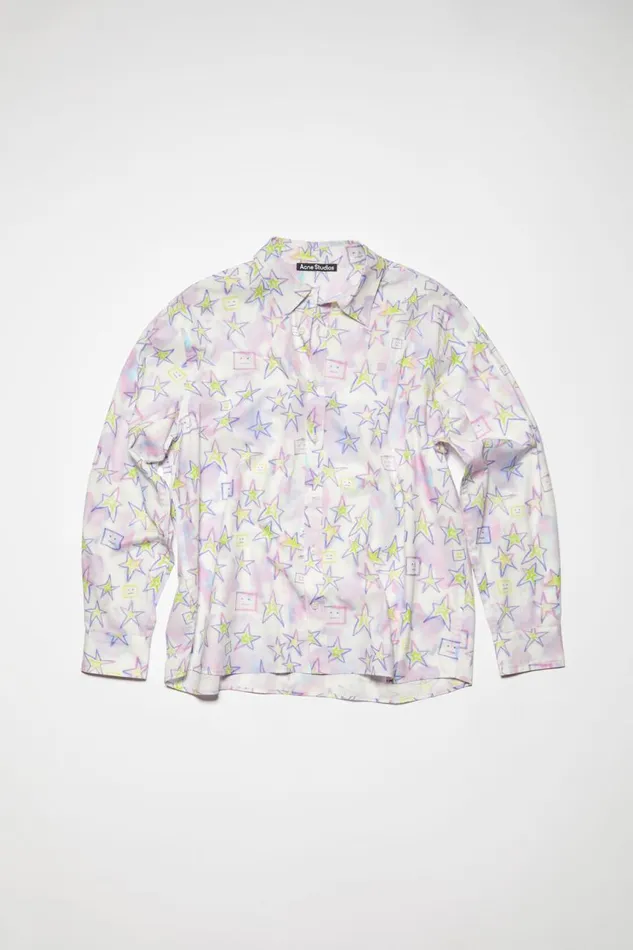 Men Printed Buttonup Shirt Pale Pinkmulti Acne Studios Shirts