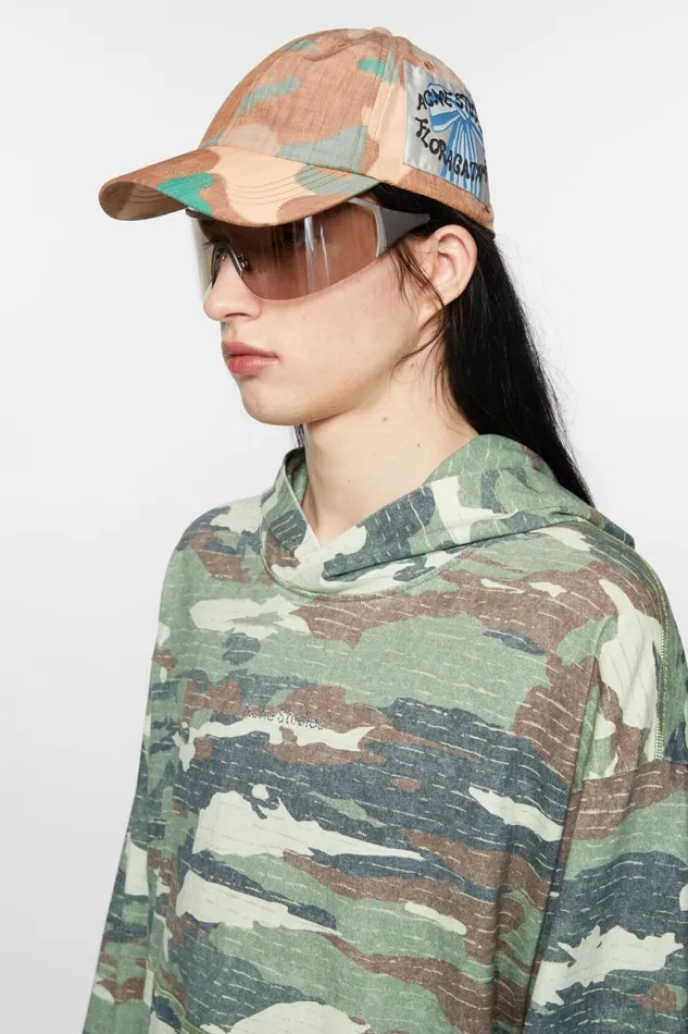 Men Printed Cap Orangegreen Acne Studios Hats
