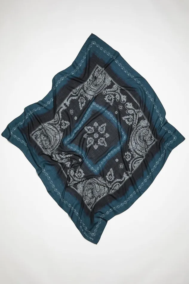 Men Printed Scarf Denim Blueblack Acne Studios Scarves