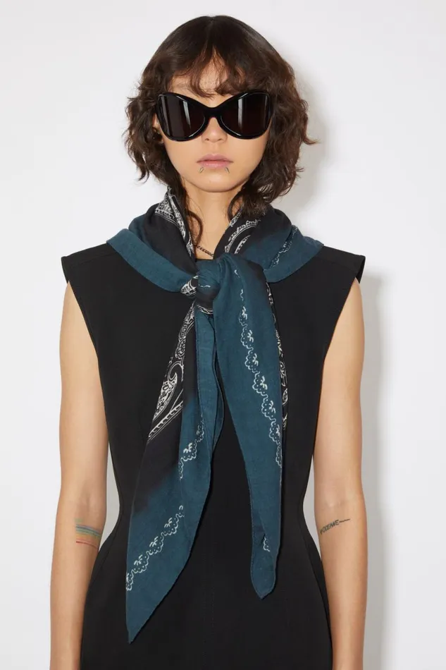 Men Printed Scarf Denim Blueblack Acne Studios Scarves