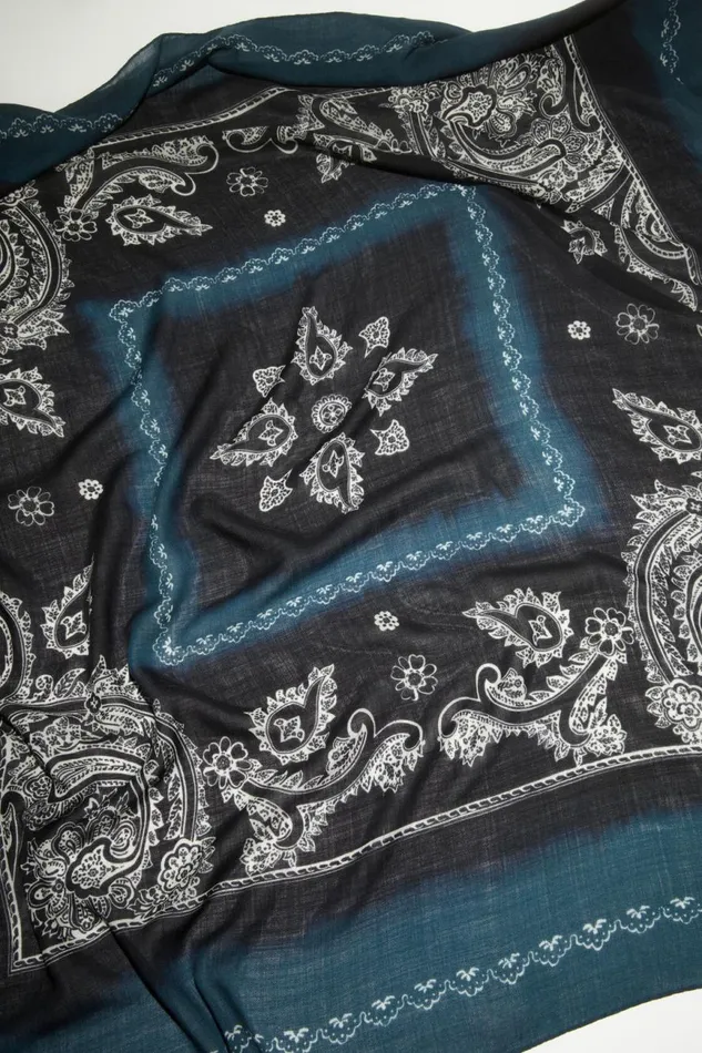 Men Printed Scarf Denim Blueblack Acne Studios Scarves