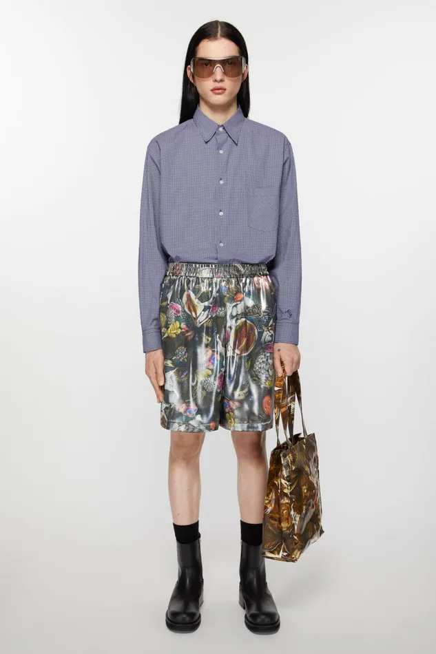 Men Printed Shorts Black Multicolor Acne Studios Shorts