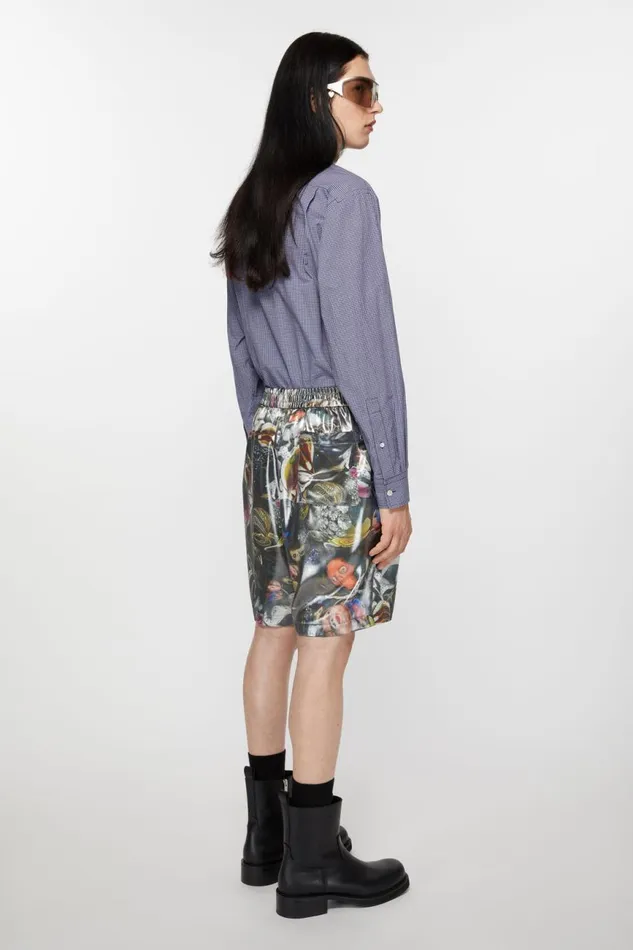 Men Printed Shorts Black Multicolor Acne Studios Shorts
