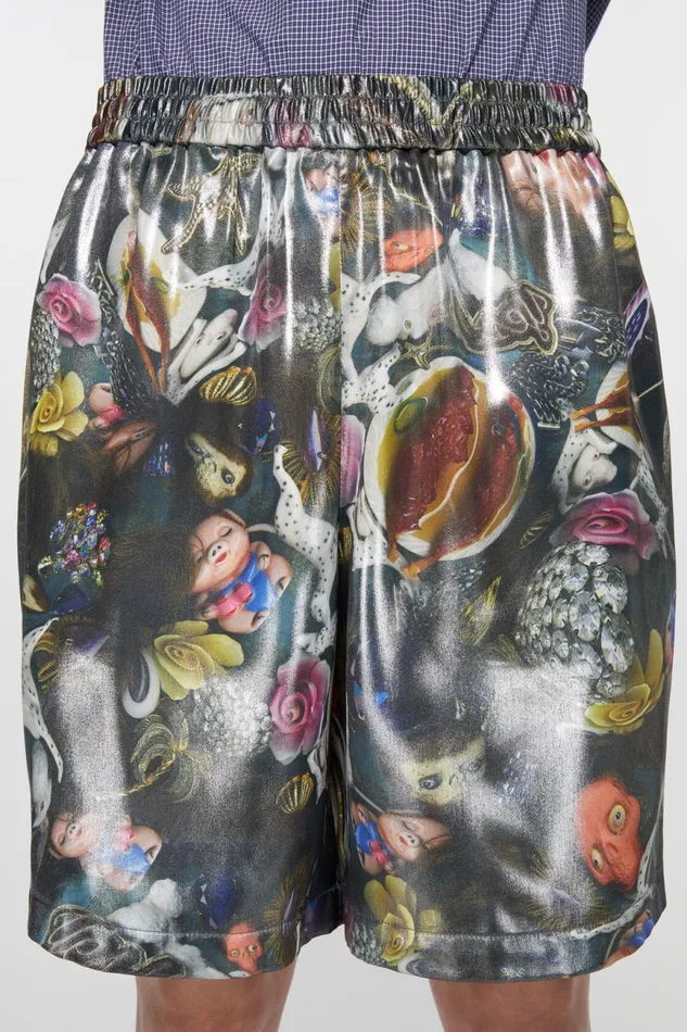 Men Printed Shorts Black Multicolor Acne Studios Shorts