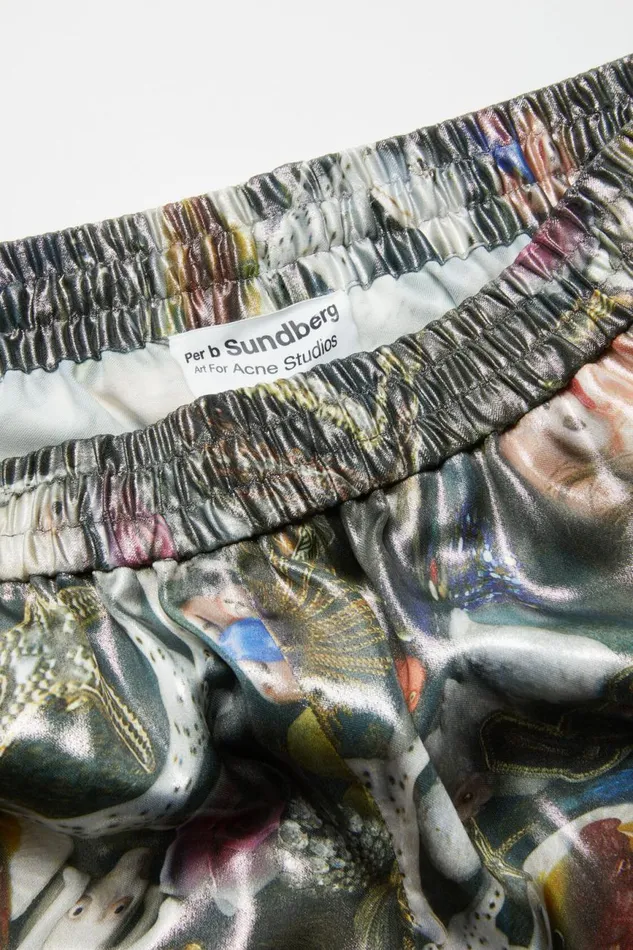 Men Printed Shorts Black Multicolor Acne Studios Shorts