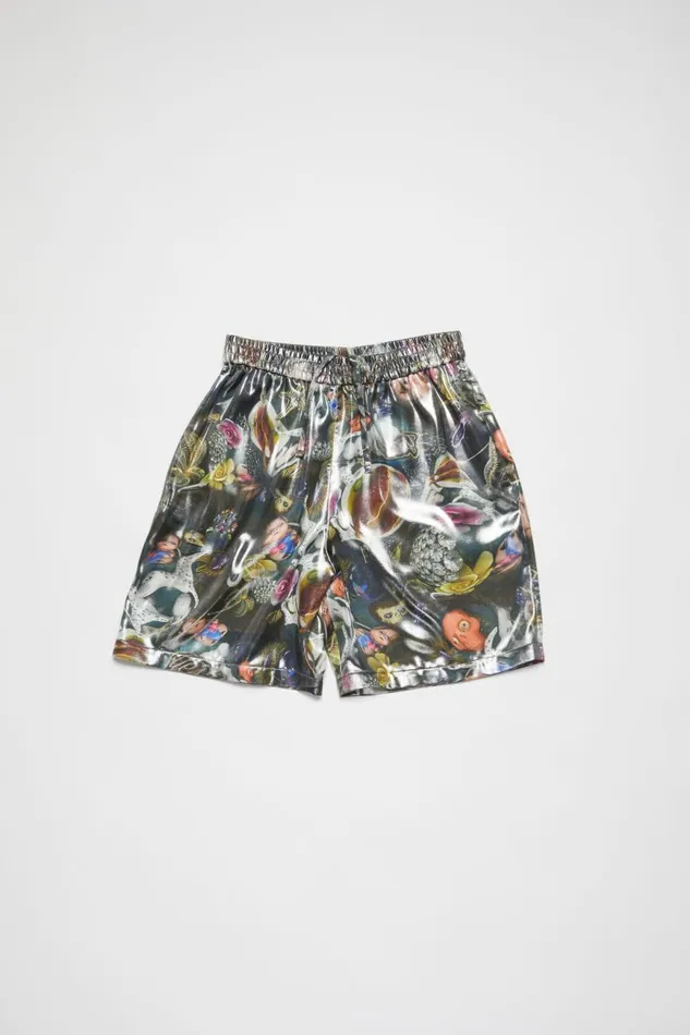 Men Printed Shorts Black Multicolor Acne Studios Shorts