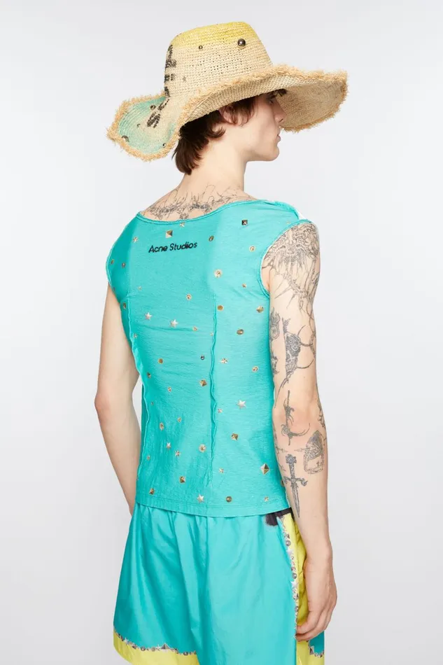 Men Printed Tank Top Emerald Green Acne Studios Tshirts