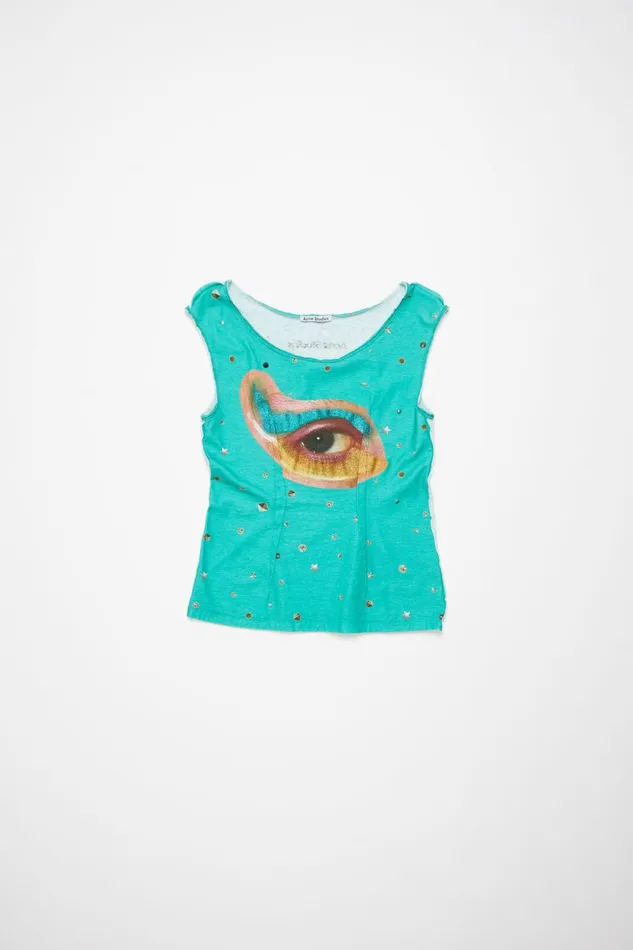 Men Printed Tank Top Emerald Green Acne Studios Tshirts