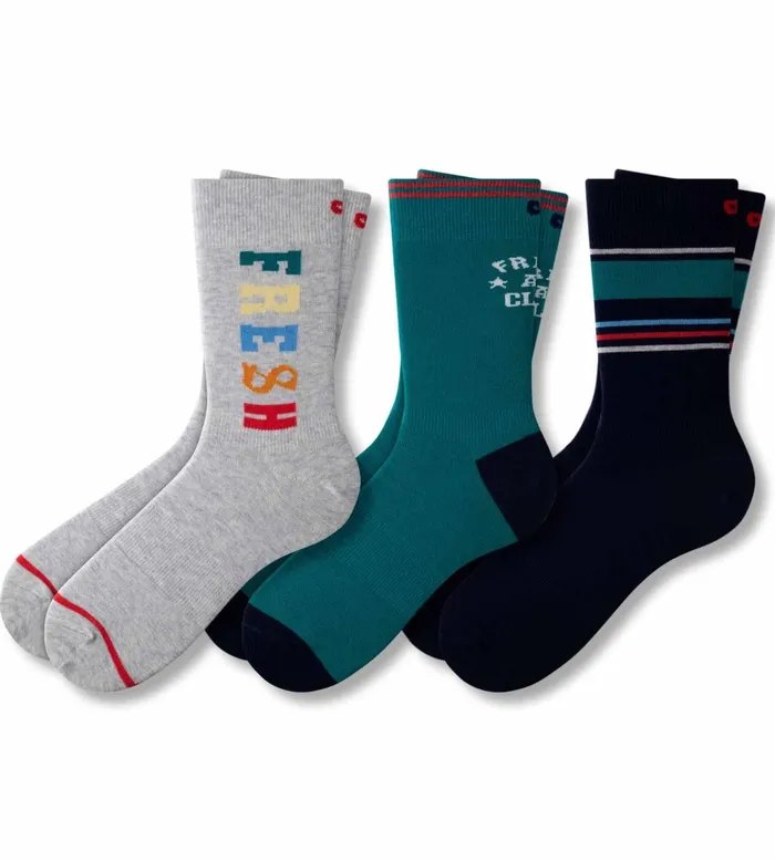 Men Ready For Everything Crew Lt Heather Grey Pacific Socks 3 Pack Pair Of Thieves Crew