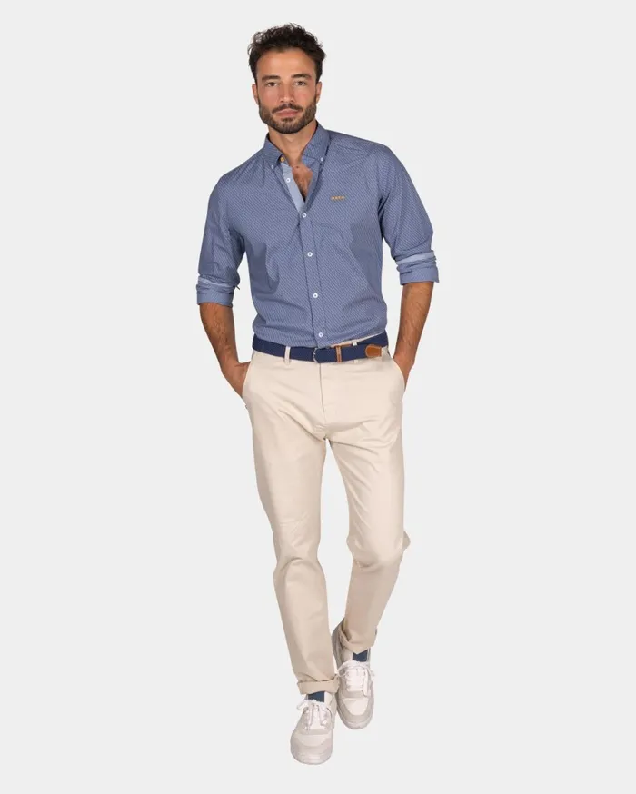 Men Shirts NZA New Zealand Auckland Blue Cotton Shirt With Pattern 8211 Tin Blue Men Shirts NZA New Zealand Auckland Blue Cotton Shirt With Pattern 8211 Tin Blue