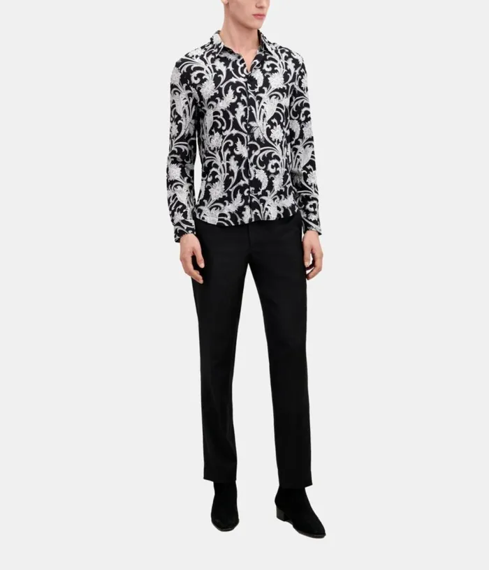 Men Shirts THE KOOPLES Black And White Printed Long Sleeve Shirt Men Shirts THE KOOPLES Black And White Printed Long Sleeve Shirt