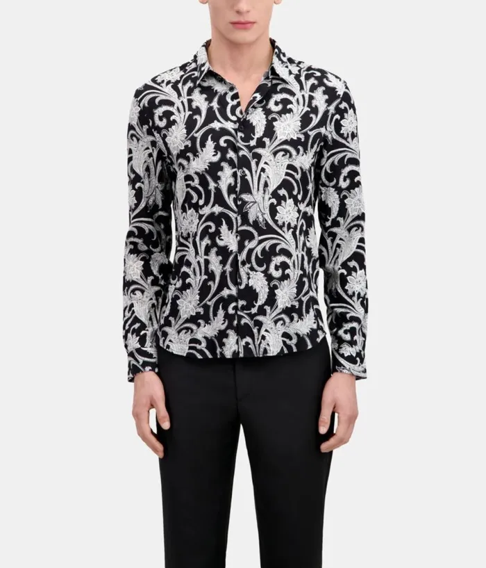 Men Shirts THE KOOPLES Black And White Printed Long Sleeve Shirt Men Shirts THE KOOPLES Black And White Printed Long Sleeve Shirt