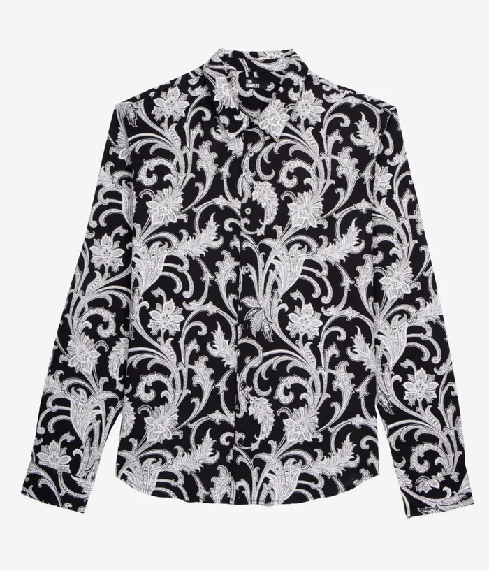 Men Shirts THE KOOPLES Black And White Printed Long Sleeve Shirt Men Shirts THE KOOPLES Black And White Printed Long Sleeve Shirt