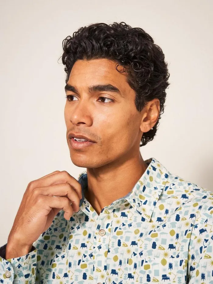 Men SHIRTS White Stuff Antique Printed Shirt Natural Multi