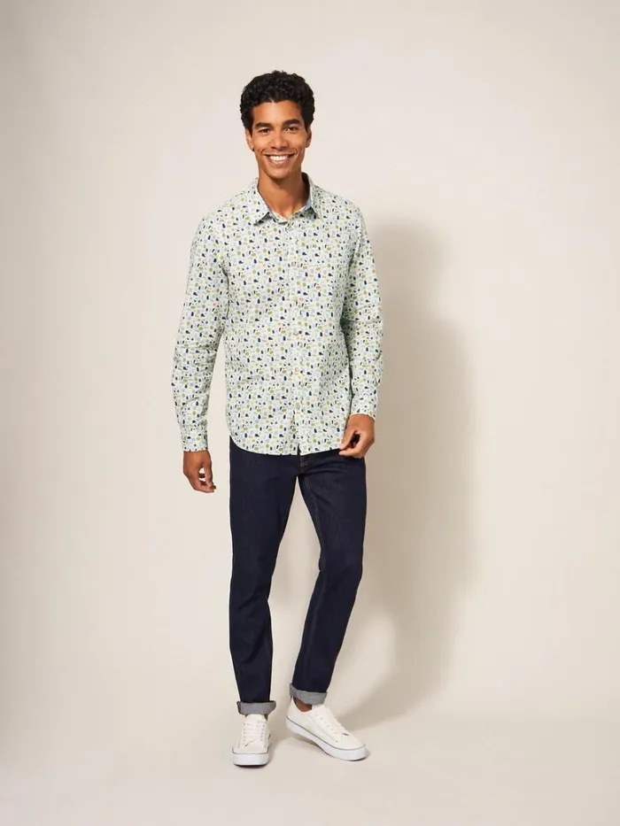 Men SHIRTS White Stuff Antique Printed Shirt Natural Multi Men SHIRTS White Stuff Antique Printed Shirt Natural Multi