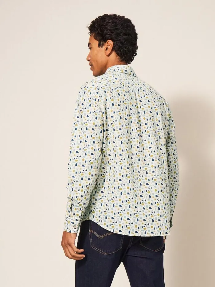 Men SHIRTS White Stuff Antique Printed Shirt Natural Multi Men SHIRTS White Stuff Antique Printed Shirt Natural Multi