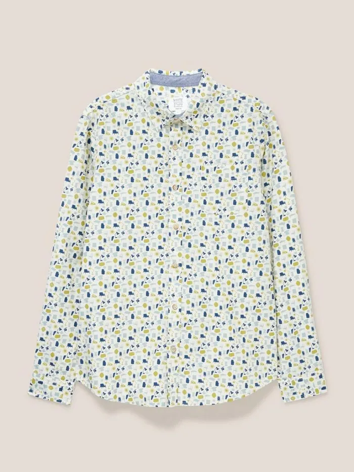 Men SHIRTS White Stuff Antique Printed Shirt Natural Multi Men SHIRTS White Stuff Antique Printed Shirt Natural Multi