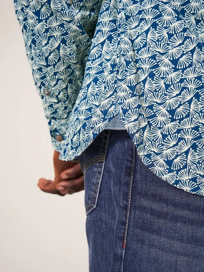 Men SHIRTS White Stuff Dandelion Printed Shirt Mid Teal