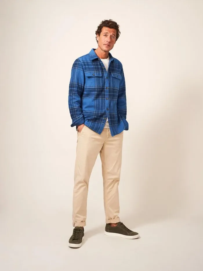 Men SHIRTS White Stuff Darwen Check Overshirt Deep Blue