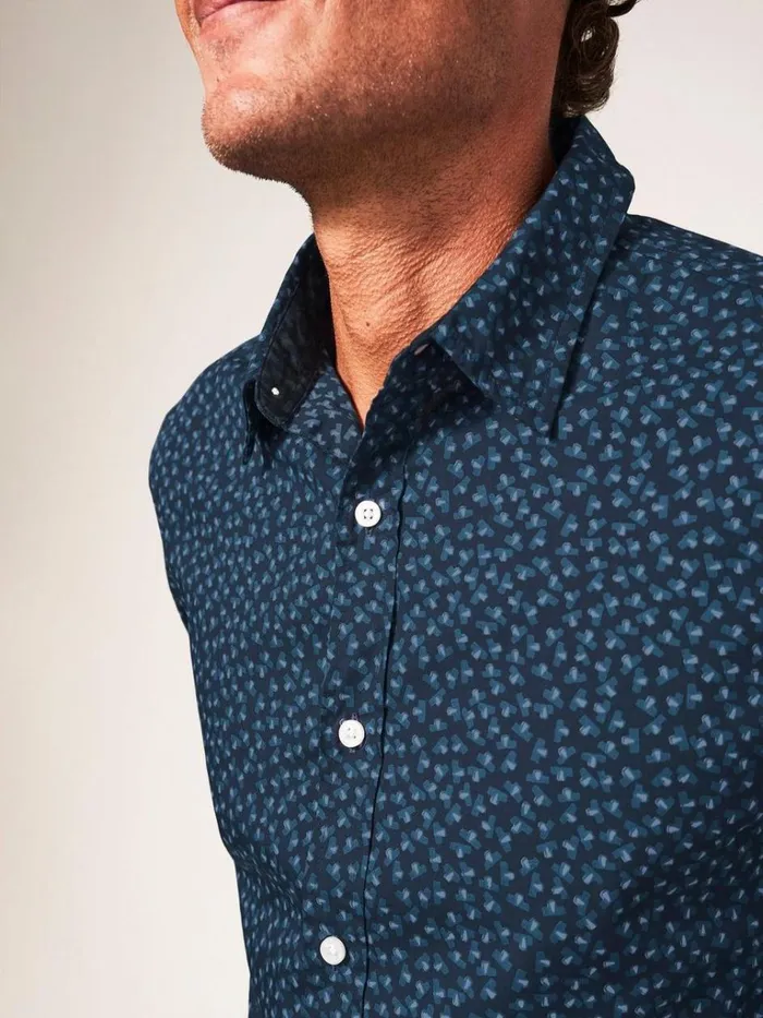 Men SHIRTS White Stuff Party Geo Printed Shirt Dark Navy