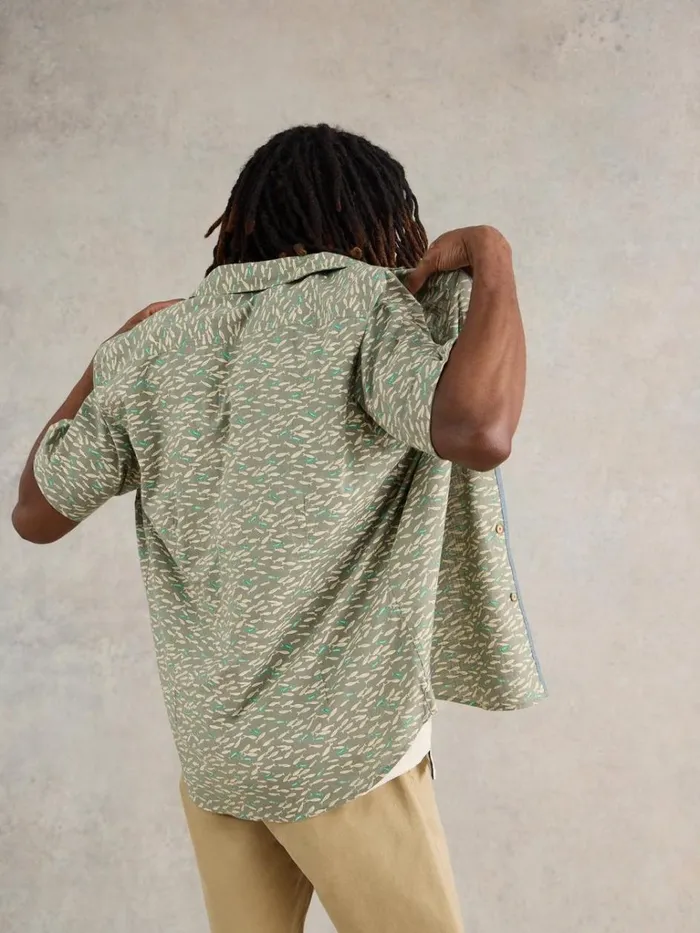 Men SHIRTS White Stuff Shoal Printed Shirt Mint Green Men SHIRTS White Stuff Shoal Printed Shirt Mint Green