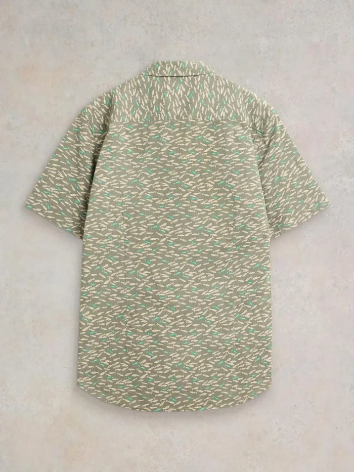 Men SHIRTS White Stuff Shoal Printed Shirt Mint Green Men SHIRTS White Stuff Shoal Printed Shirt Mint Green