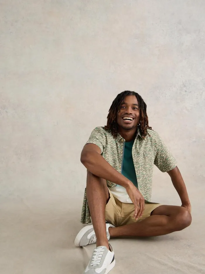 Men SHIRTS White Stuff Shoal Printed Shirt Mint Green Men SHIRTS White Stuff Shoal Printed Shirt Mint Green