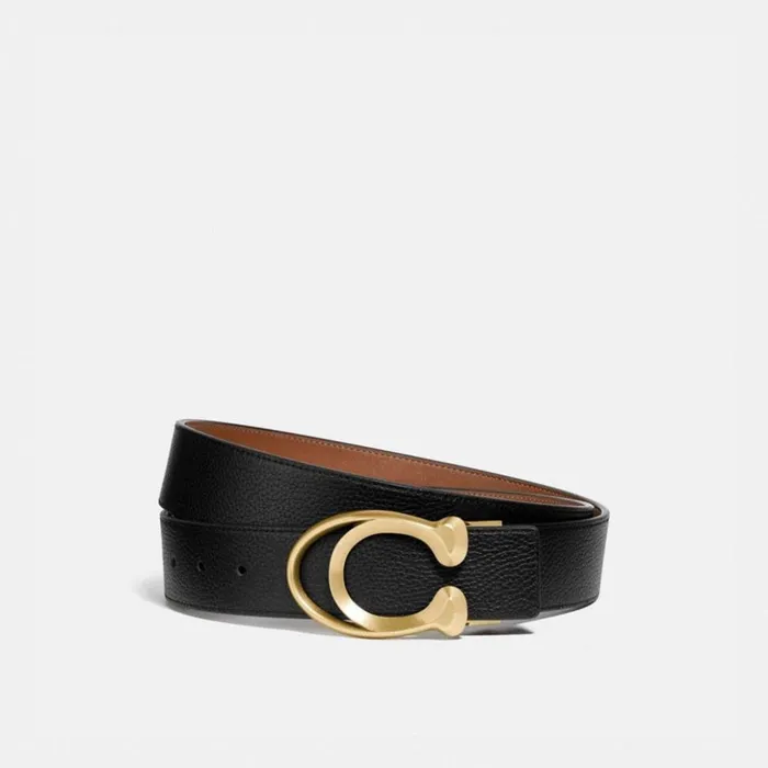 Men Signature Buckle Belt 38 Mm Blacksaddle Coach Belts