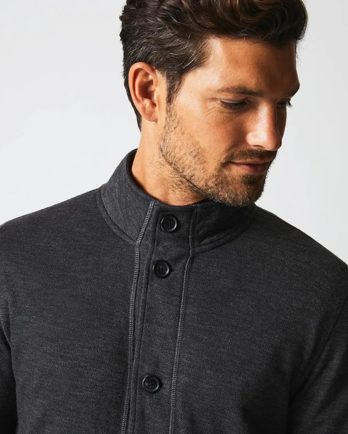 Men Slub Cotton Cardigan Black Billy Reid Sweaters and Sweatshirts