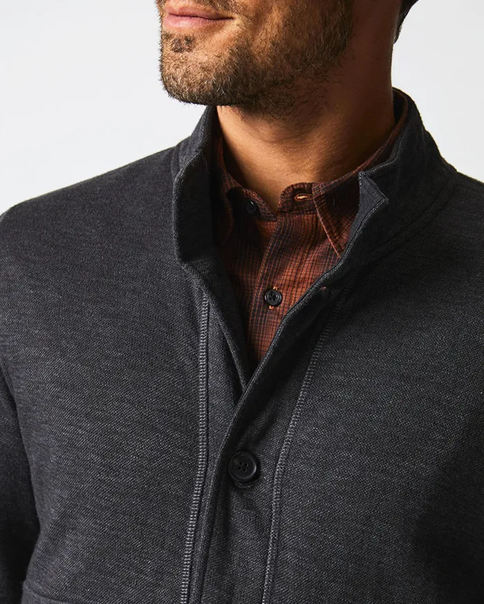 Men Slub Cotton Cardigan Black Billy Reid Sweaters and Sweatshirts