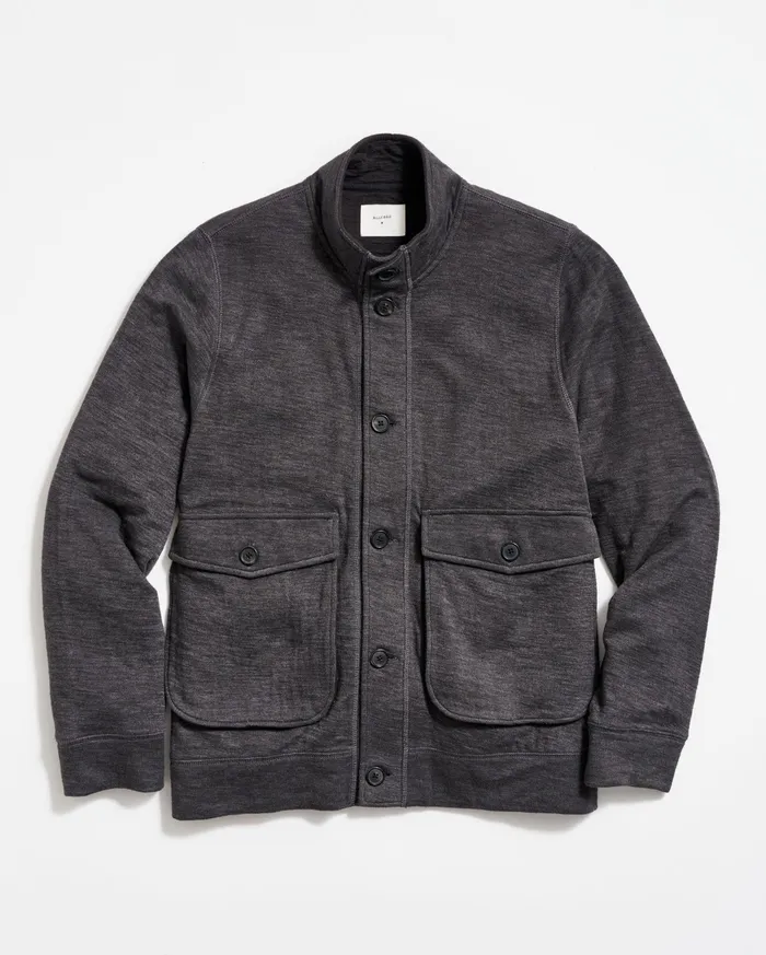 Men Slub Cotton Cardigan Black Billy Reid Sweaters and Sweatshirts