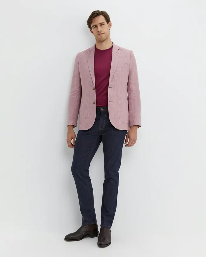 Men Sportscraft Jackets and Blazers Farrer Linen Sports Jacket Dusty Pink