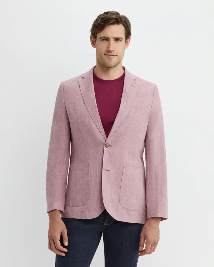 Men Sportscraft Jackets and Blazers Farrer Linen Sports Jacket Dusty Pink