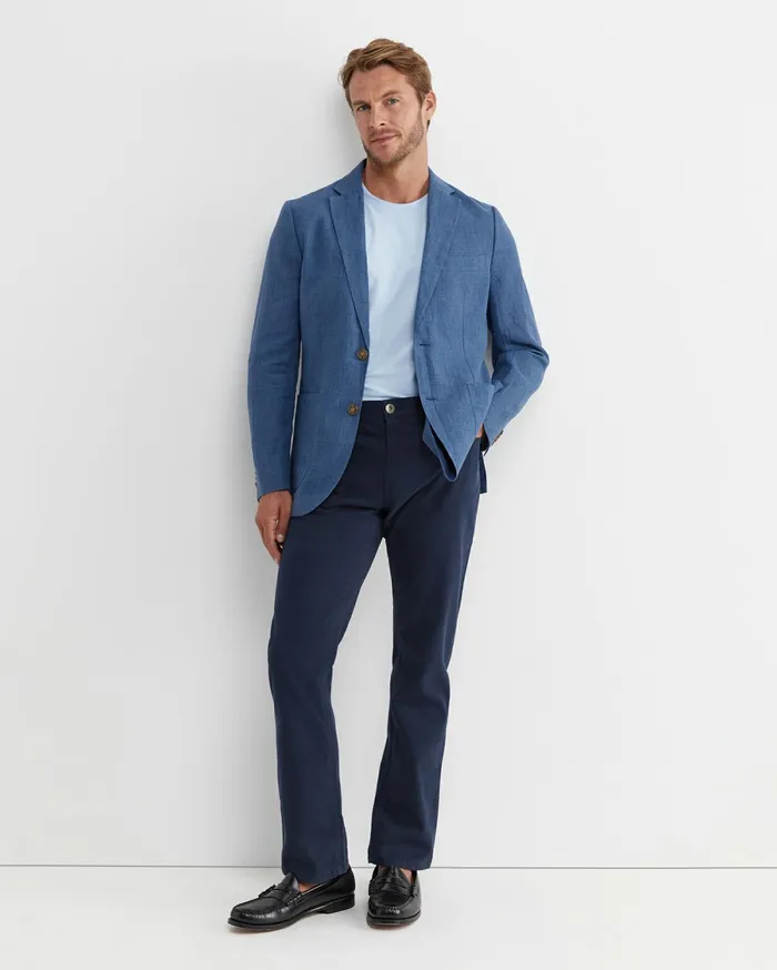 Men Sportscraft Jackets and Blazers Farrer Linen Sports Jacket Mid Blue