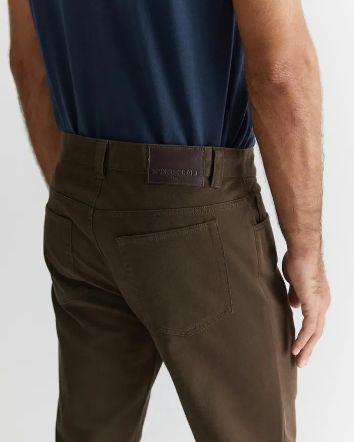 Men Sportscraft Pants Bedford Jean Chocolate