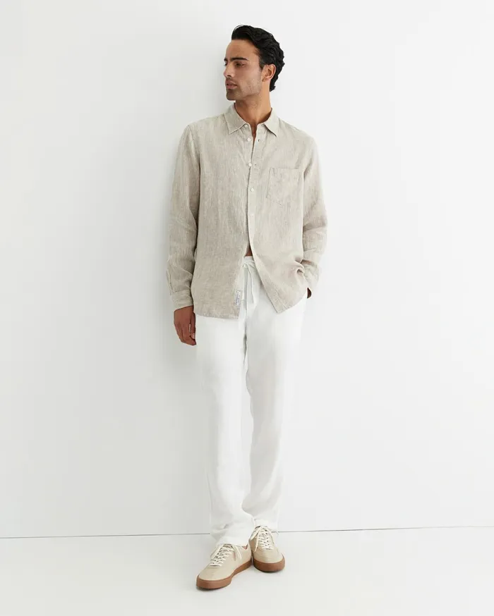 Men Sportscraft Pants Caffery Linen Pant White